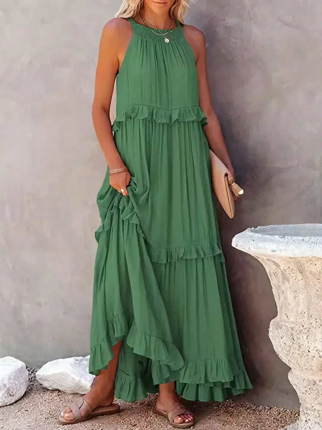 EMMY - Halter Ruffle Maxi Dress