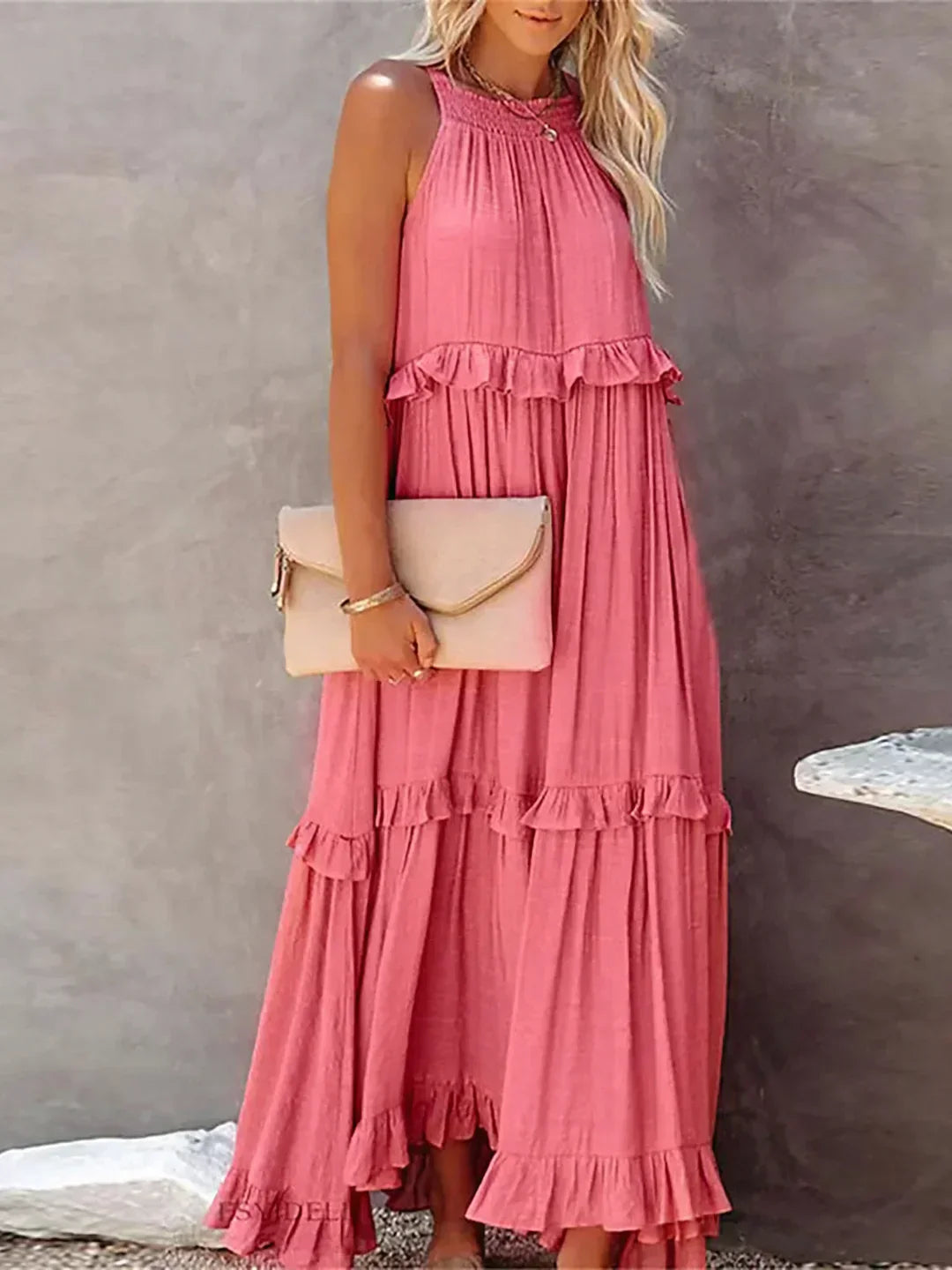 EMMY - Halter Ruffle Maxi Dress