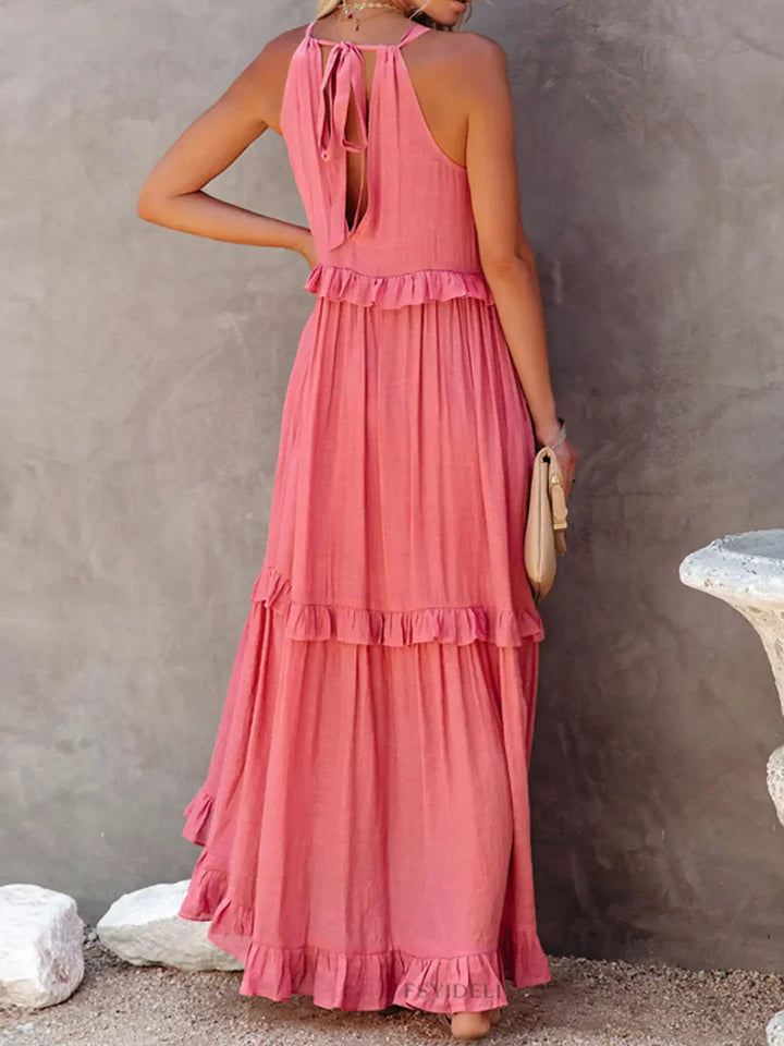 EMMY - Halter Ruffle Maxi Dress