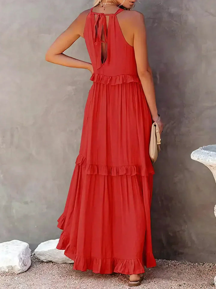 EMMY - Halter Ruffle Maxi Dress