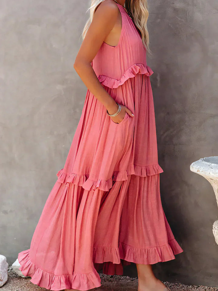 EMMY - Halter Ruffle Maxi Dress